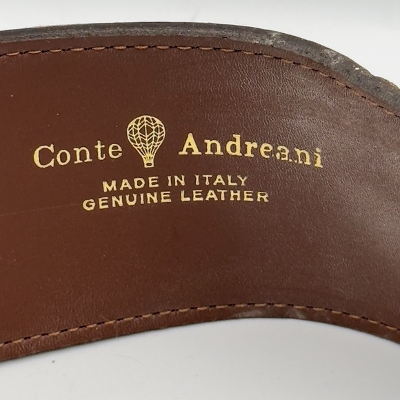 Vtg 80s 90s Conte Andreani Italian Brown Leather Statement Belt 90/36 - Picture 3 of 8